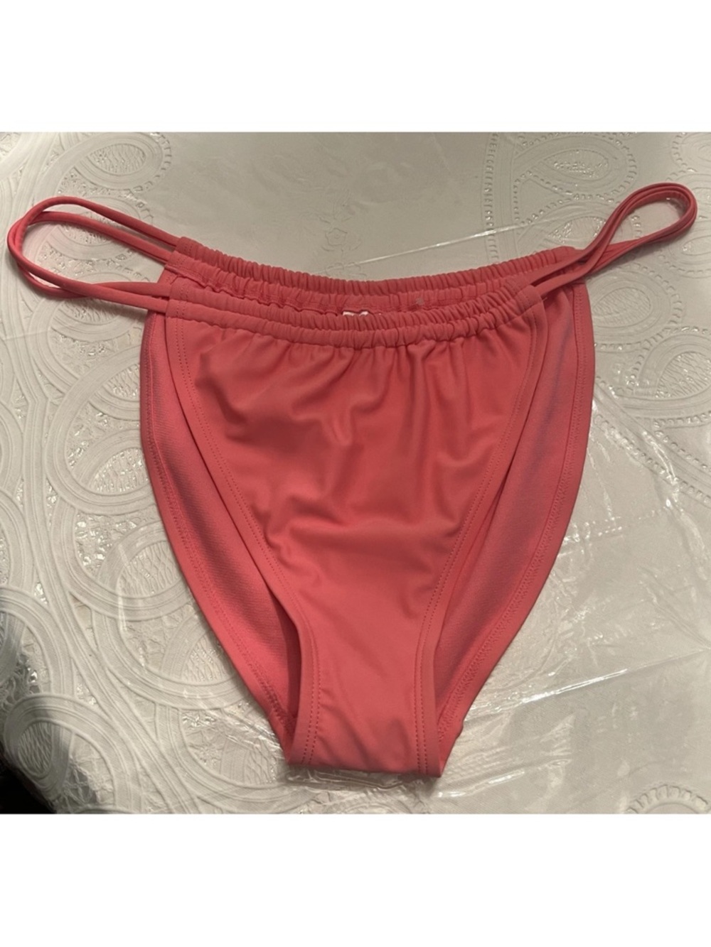 No Boundaries Pink Double Strap Side Tab Tunnel Bikini Bottom JRS XL 15-17 NWOT